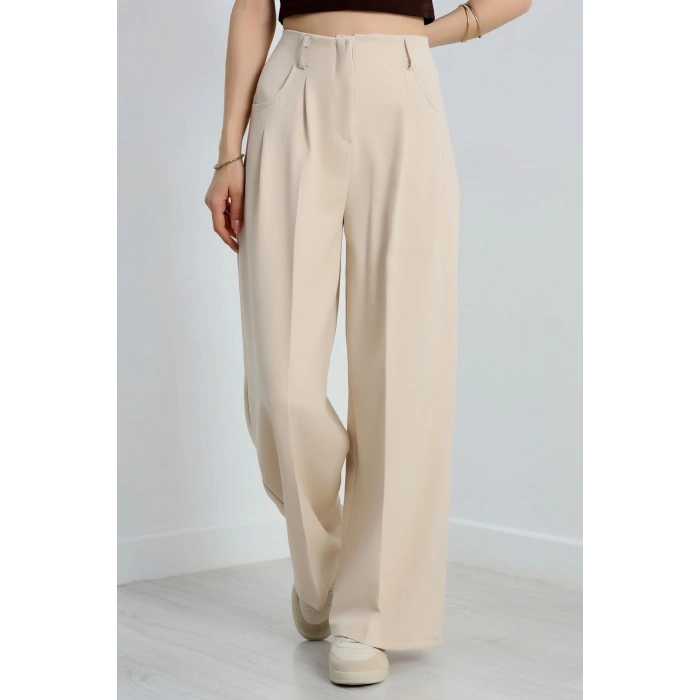 Cepten Pileli Palazzo Pantolon Bej - 90113.1397.