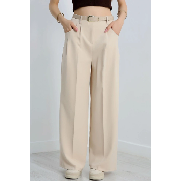 Cepten Pileli Palazzo Pantolon Bej - 90113.1397.