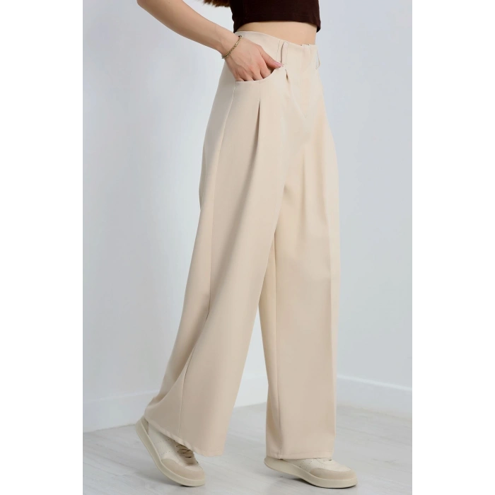 Cepten Pileli Palazzo Pantolon Bej - 90113.1397.