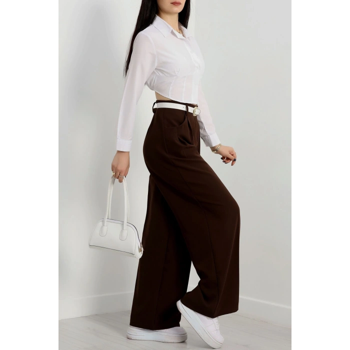 Cepten Pileli Palazzo Pantolon Koyukahve - 90113.1397.