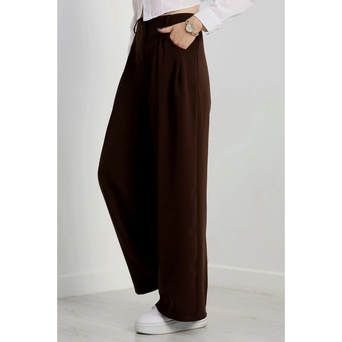 Cepten Pileli Palazzo Pantolon Koyukahve - 90113.1397.