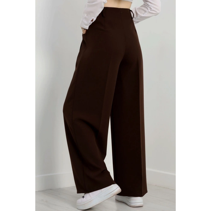 Cepten Pileli Palazzo Pantolon Koyukahve - 90113.1397.