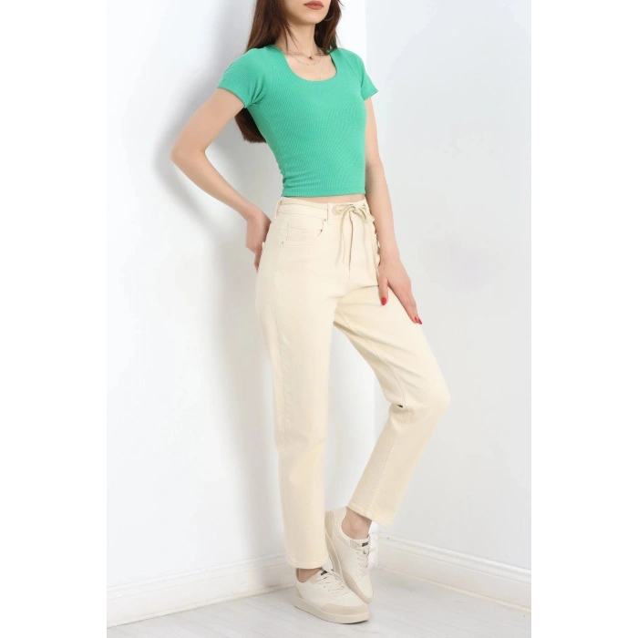 Çerçeve Yaka Crop Body Yeşil - 70538.1388.