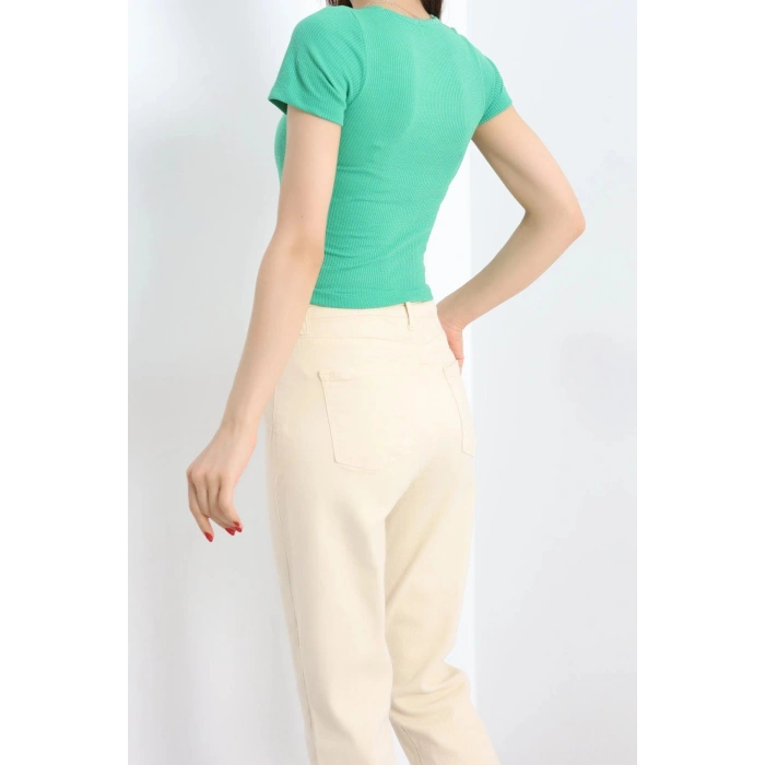 Çerçeve Yaka Crop Body Yeşil - 70538.1388.