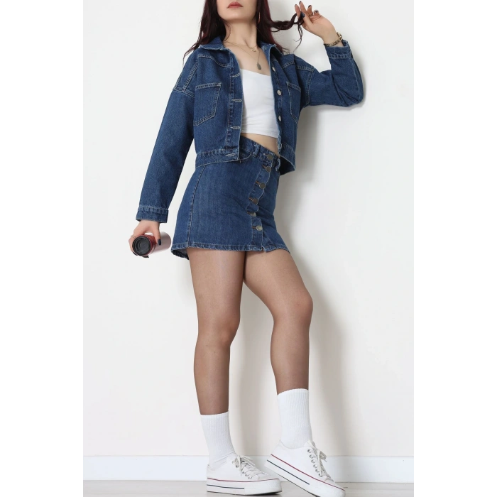 Çift Cepli Kot Ceket Koyumavi - 31725.2059.