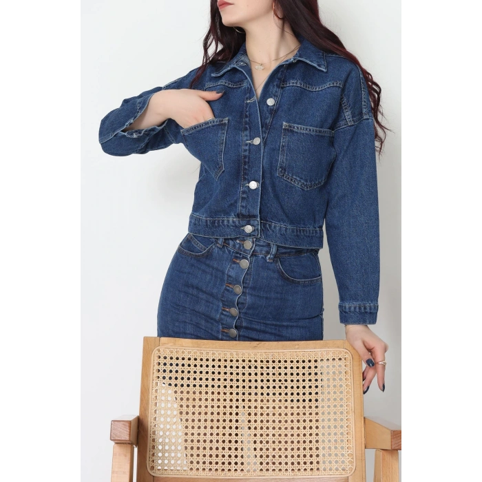 Çift Cepli Kot Ceket Koyumavi - 31725.2059.