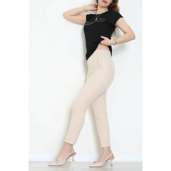 Çift Çizgi Viskon Bluz Siyah - 44000.599.
