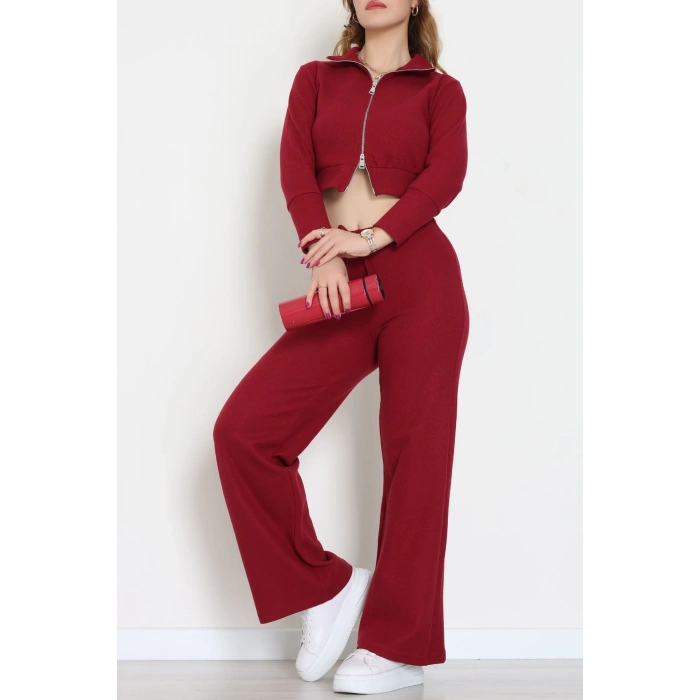 Çift Fermuarlı Selanik İkili Takım Bordo - 42640.1567.