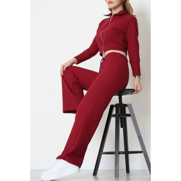 Çift Fermuarlı Selanik İkili Takım Bordo - 42640.1567.