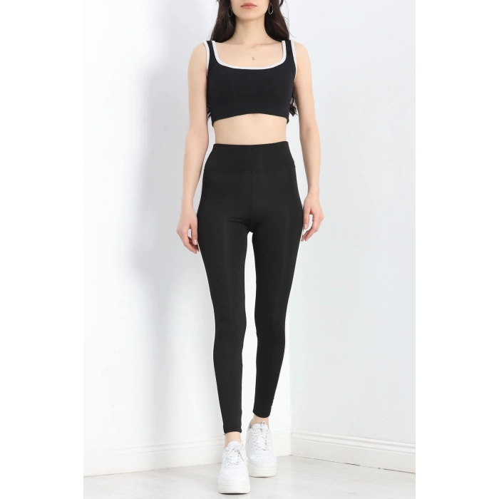 Çift Şeritli Dalgıç Tayt Siyah - 50067.1098.