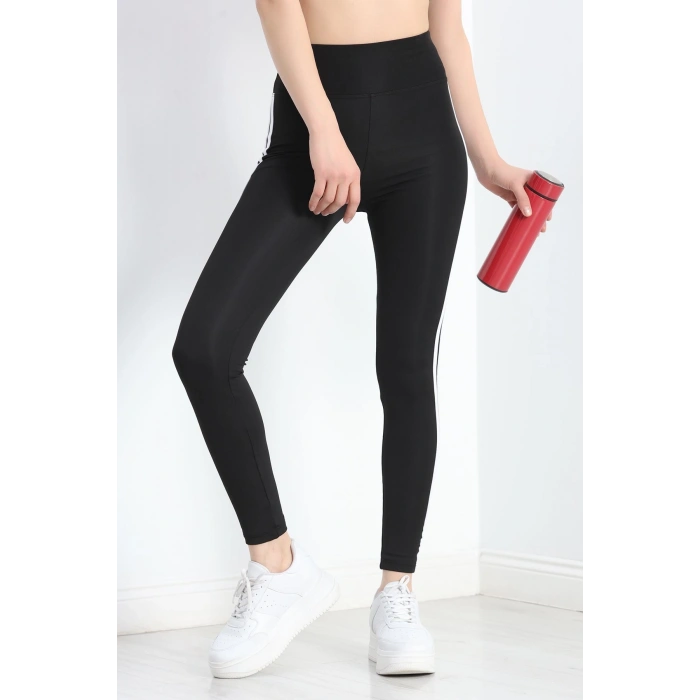 Çift Şeritli Dalgıç Tayt Siyah - 50067.1098.