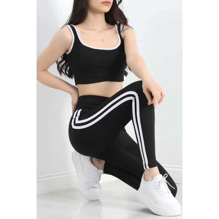 Çift Şeritli Dalgıç Tayt Siyah - 50067.1098.