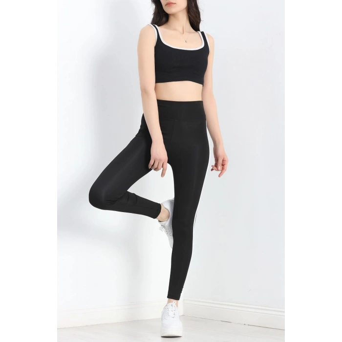 Çift Şeritli Dalgıç Tayt Siyah - 50067.1098.