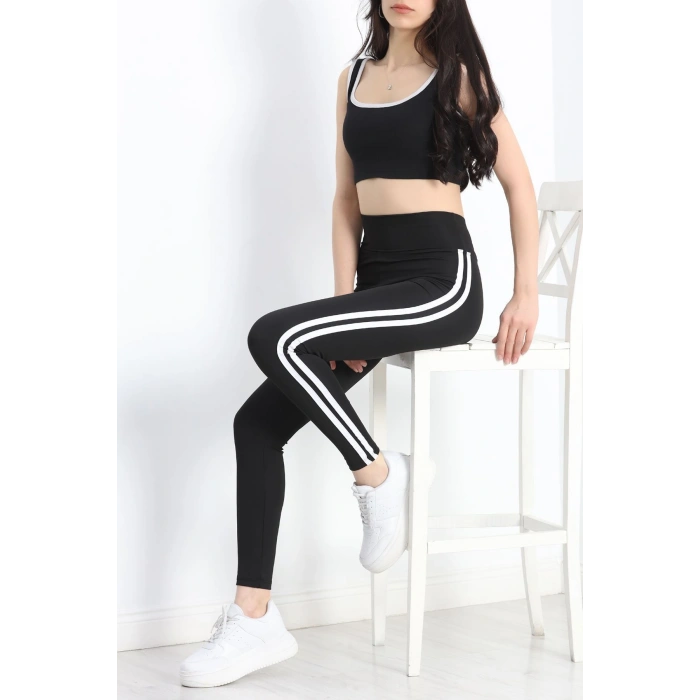 Çift Şeritli Dalgıç Tayt Siyah - 50067.1098.