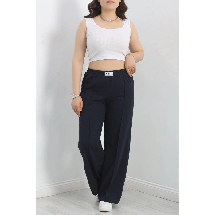 Çımalı Armalı Büyük Beden Eşofman Altı Lacivert - 20231.1005.