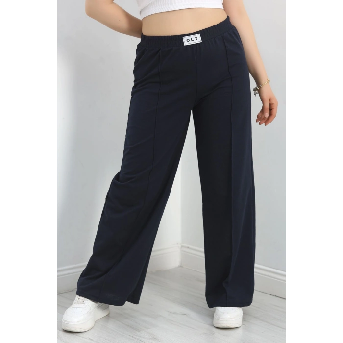 Çımalı Armalı Büyük Beden Eşofman Altı Lacivert - 20231.1005.