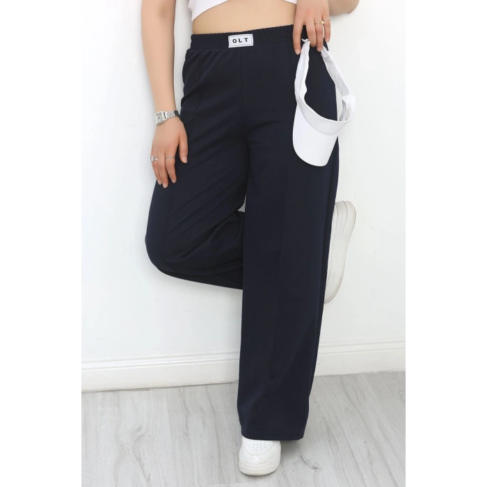 Çımalı Armalı Büyük Beden Eşofman Altı Lacivert - 20231.1005.