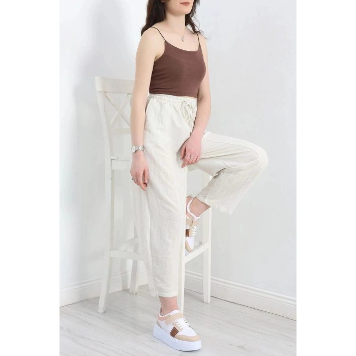 Çımalı Şalvar Pantolon Krem - 320.1247.