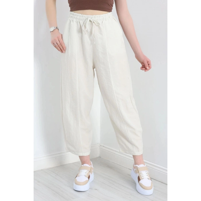 Çımalı Şalvar Pantolon Krem - 320.1247.