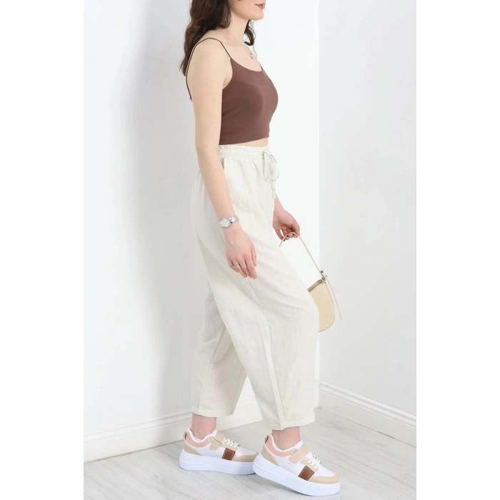 Çımalı Şalvar Pantolon Krem - 320.1247.