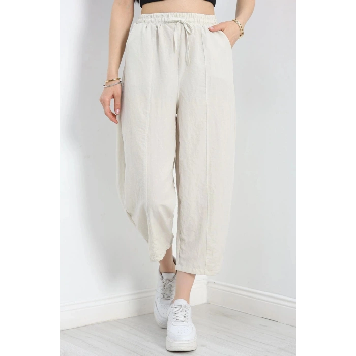 Çımalı Şalvar Pantolon Krem1 - 320.1247.