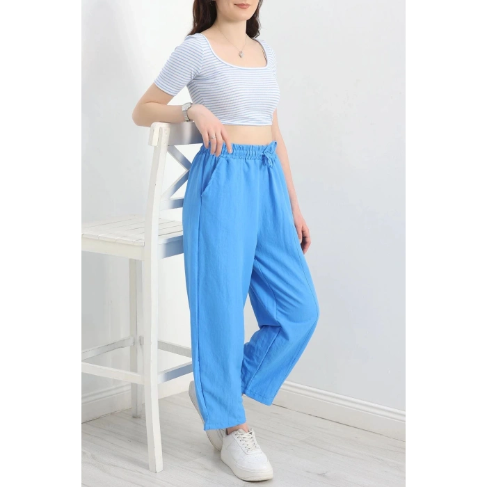 Çımalı Şalvar Pantolon Mavi - 320.1247.