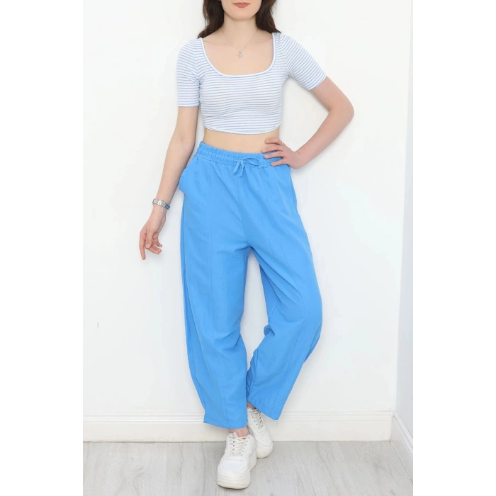 Çımalı Şalvar Pantolon Mavi - 320.1247.