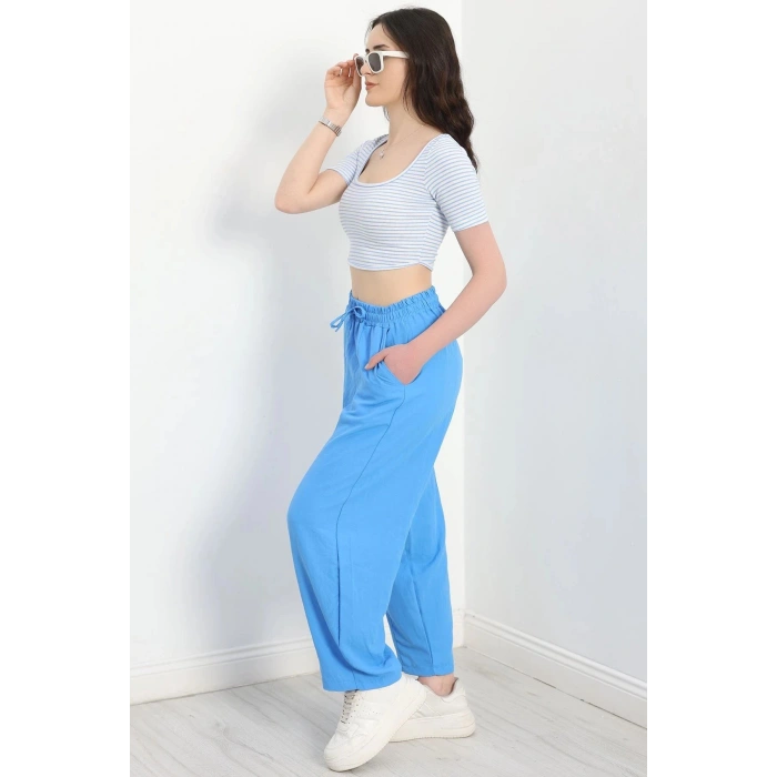 Çımalı Şalvar Pantolon Mavi - 320.1247.