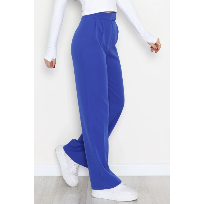 Cırtlı Palazzo Pantolon Saks - 51213.1779.