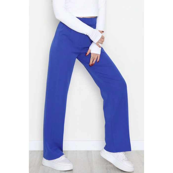 Cırtlı Palazzo Pantolon Saks - 51213.1779.