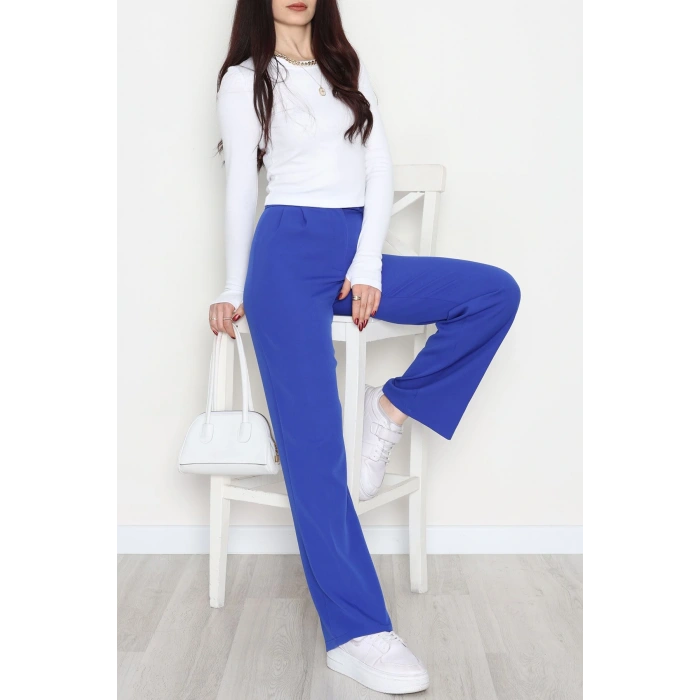 Cırtlı Palazzo Pantolon Saks - 51213.1779.