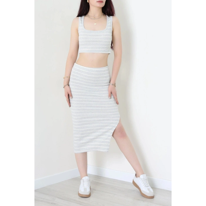 Çizgili Crop Etekli Kaşkorse Takım Griekru - 71039.1748.