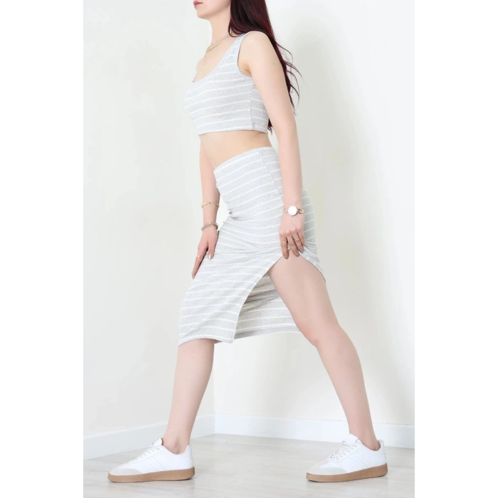 Çizgili Crop Etekli Kaşkorse Takım Griekru - 71039.1748.