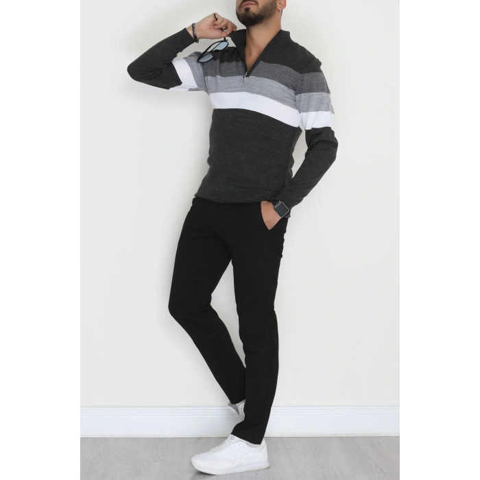 Çizgili Erkek Triko Antrasit - 2530.2052.