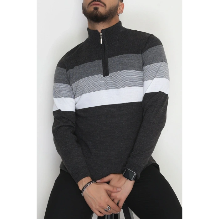 Çizgili Erkek Triko Antrasit - 2530.2052.