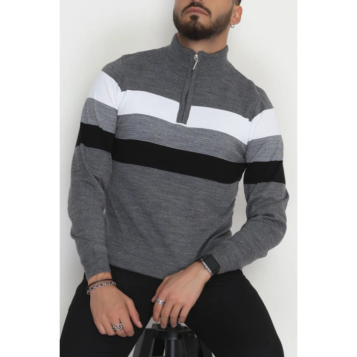 Çizgili Erkek Triko Füme - 2530.2052.