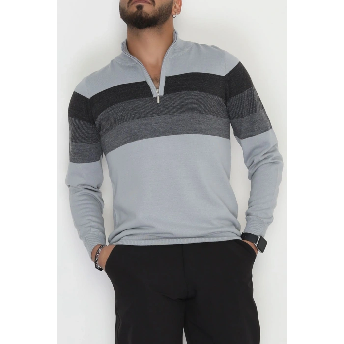 Çizgili Erkek Triko Gri - 2530.2052.