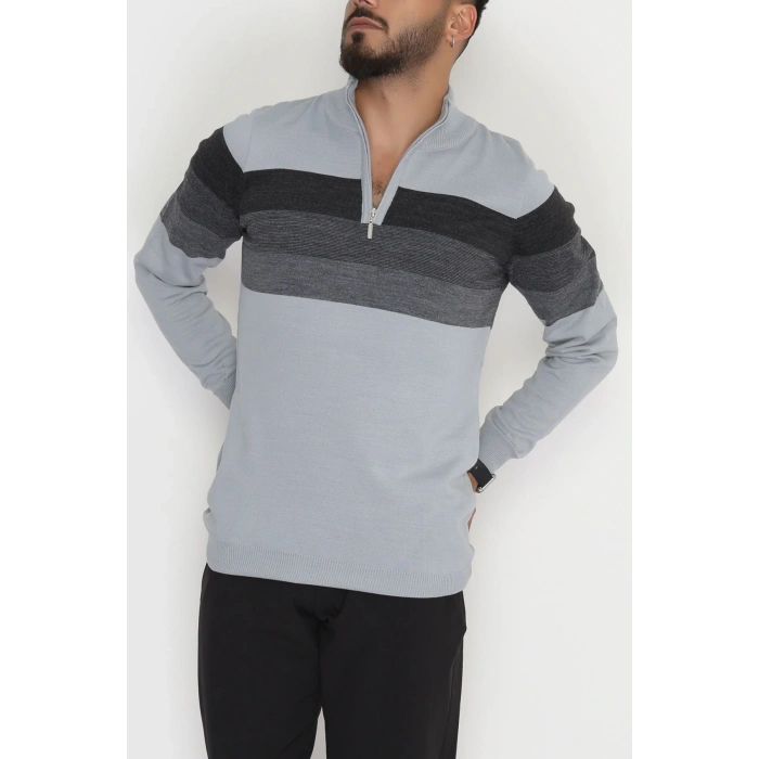 Çizgili Erkek Triko Gri - 2530.2052.