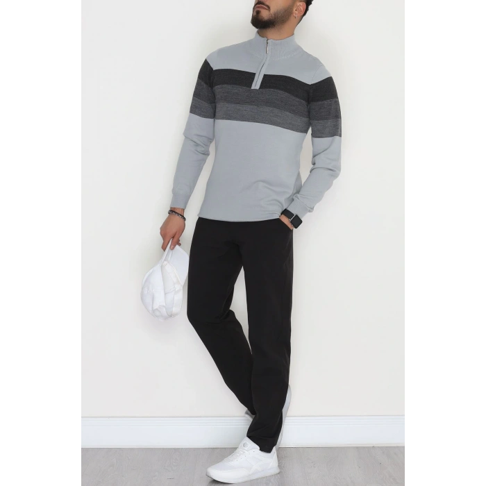 Çizgili Erkek Triko Gri - 2530.2052.