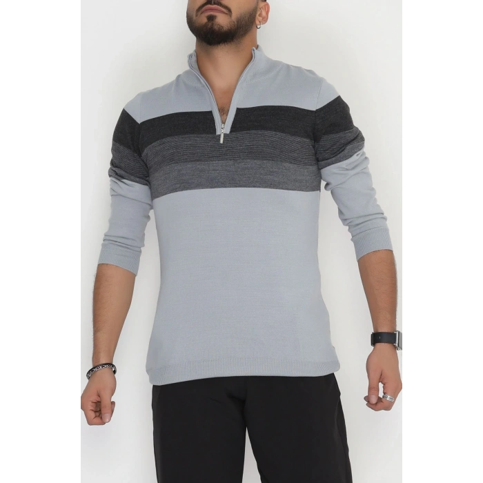 Çizgili Erkek Triko Gri - 2530.2052.