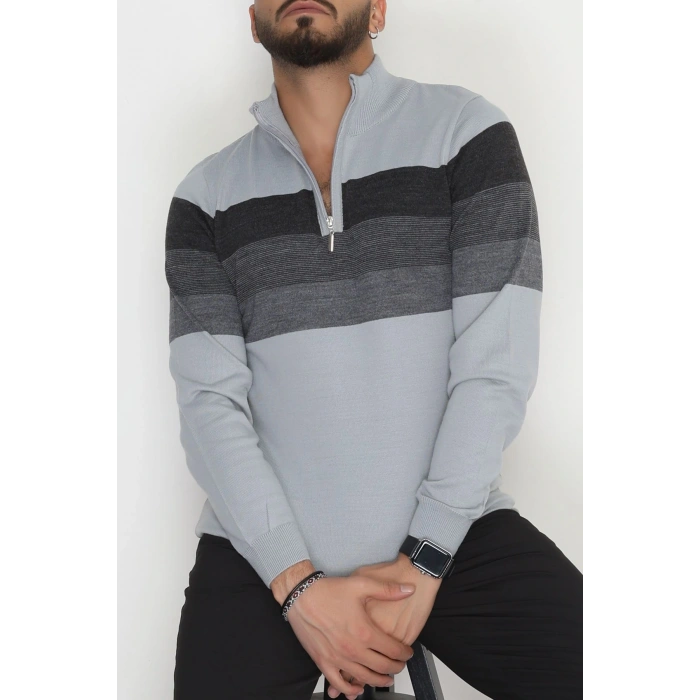 Çizgili Erkek Triko Gri - 2530.2052.