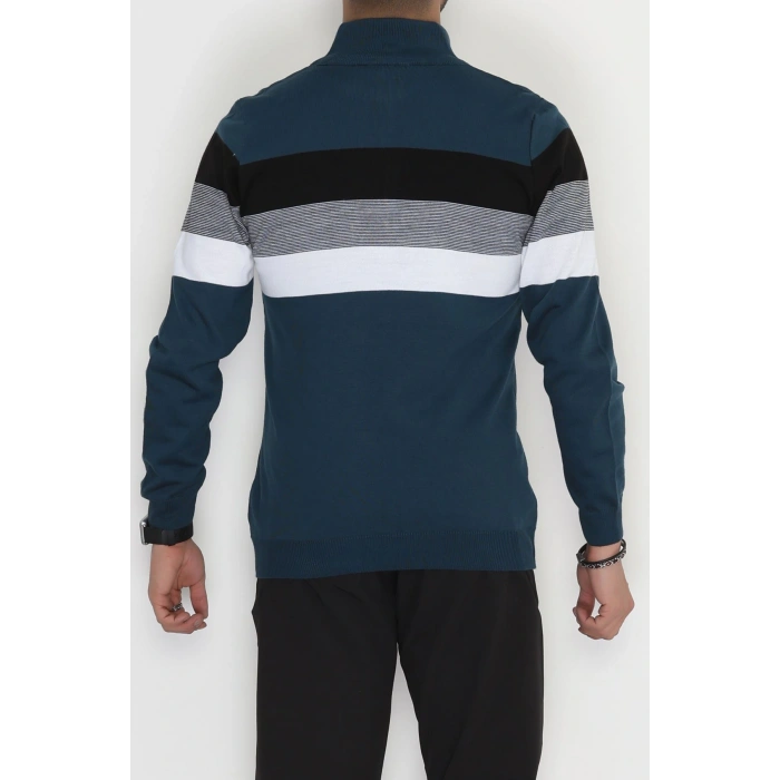 Çizgili Erkek Triko Petrol - 2530.2052.