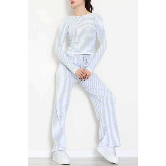 Çizgili Kaşkorse İkili Takım Mavibeyaz - 55033.1567.