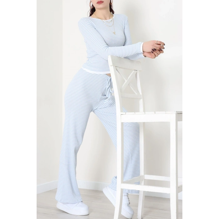Çizgili Kaşkorse İkili Takım Mavibeyaz - 55033.1567.