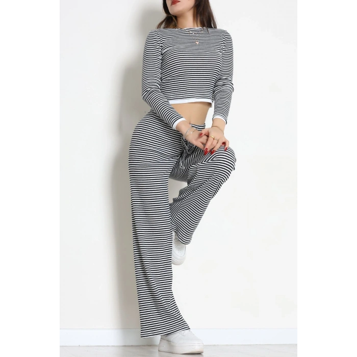 Çizgili Kaşkorse İkili Takım Siyahbeyaz - 55033.1567.