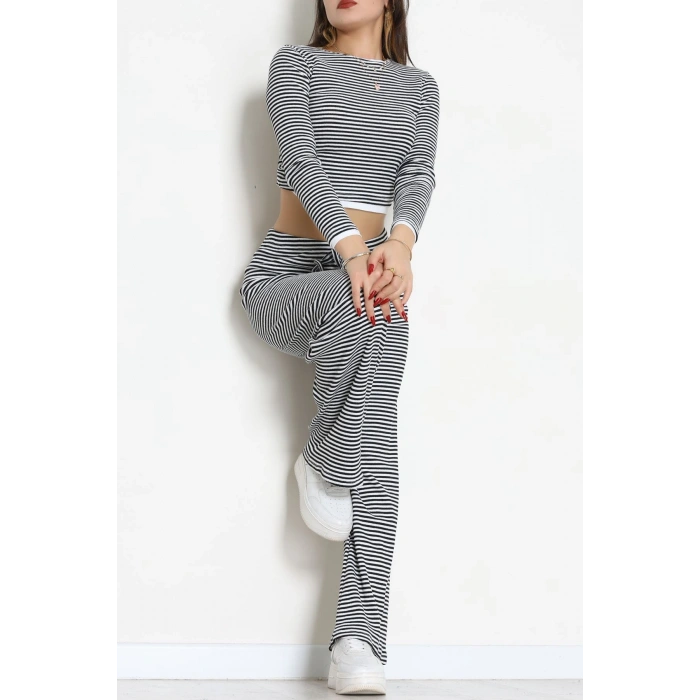 Çizgili Kaşkorse İkili Takım Siyahbeyaz - 55033.1567.