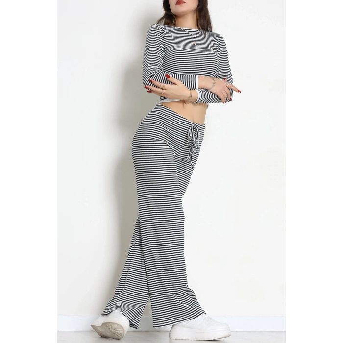 Çizgili Kaşkorse İkili Takım Siyahbeyaz - 55033.1567.