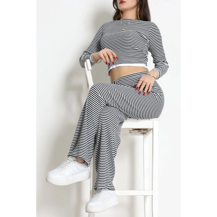 Çizgili Kaşkorse İkili Takım Siyahbeyaz - 55033.1567.