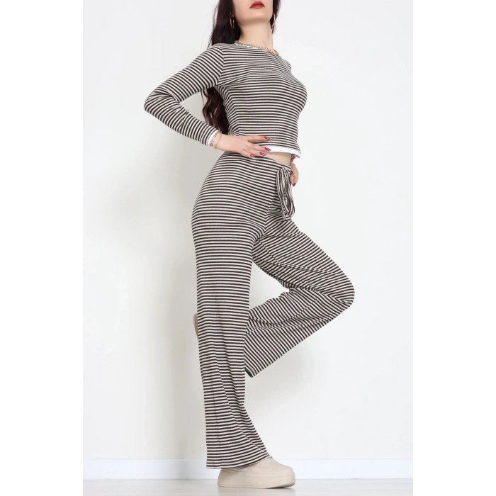 Çizgili Kaşkorse İkili Takım Siyahkahve - 55033.1567.