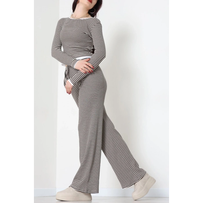 Çizgili Kaşkorse İkili Takım Siyahkahve - 55033.1567.